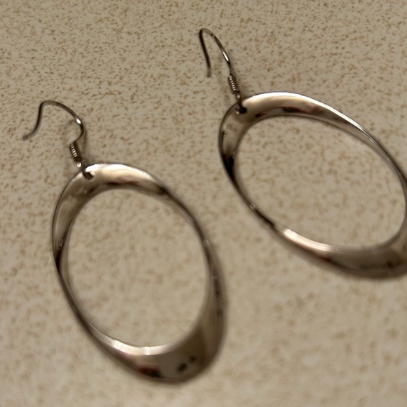 NWOT .925 sterling silver drop hoop earrings - Picture 2 of 2